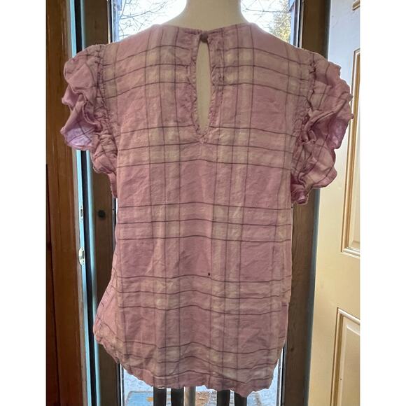 A New Day Womens XL Pink White Gingham Short Capped Sleeve Top - Picture 3 of 3